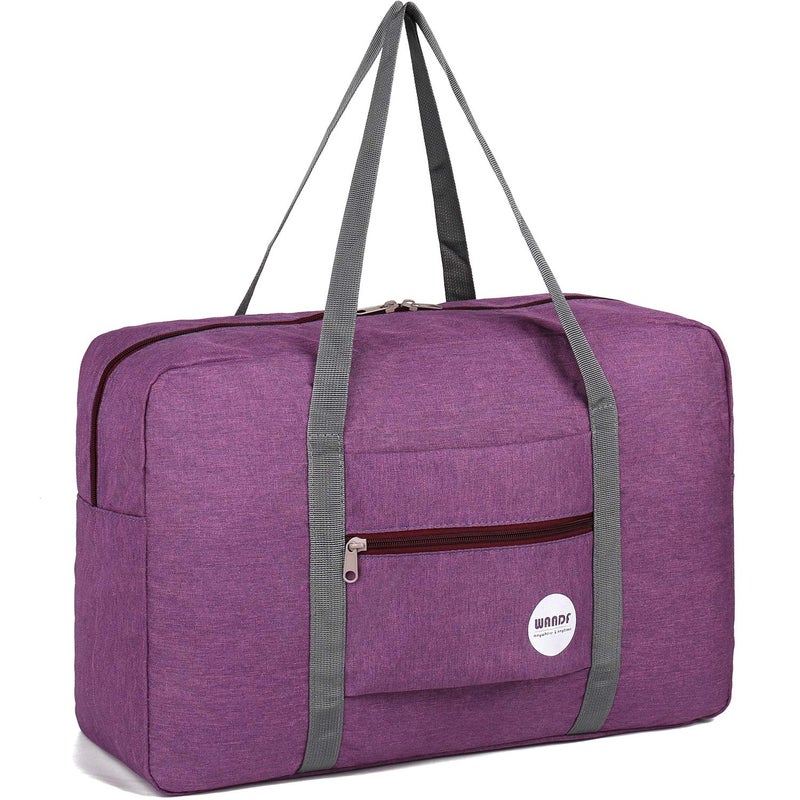 WANDF For Spirit Airlines Personal Item Bag 18x14x8 Travel Duffel Bag Underseat Foldable Carry-on Luggage for Women (B- Denim Purple) - Image 1